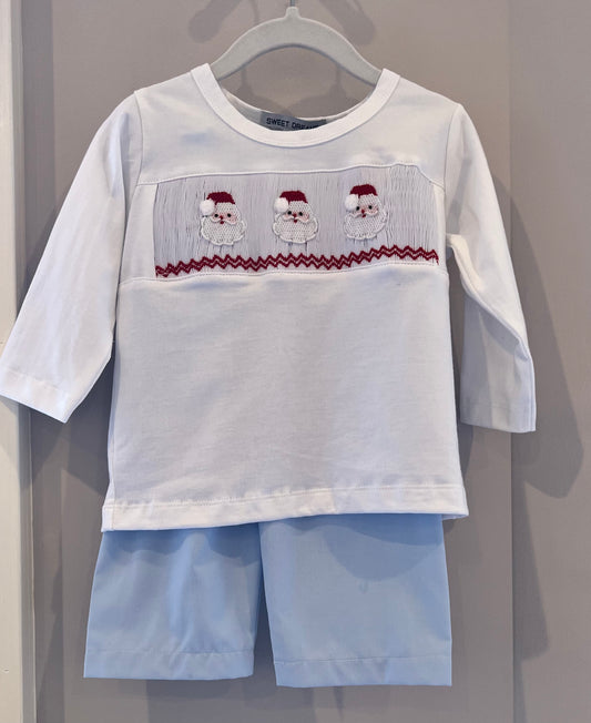 Santa Smocked Pant Set-Boy